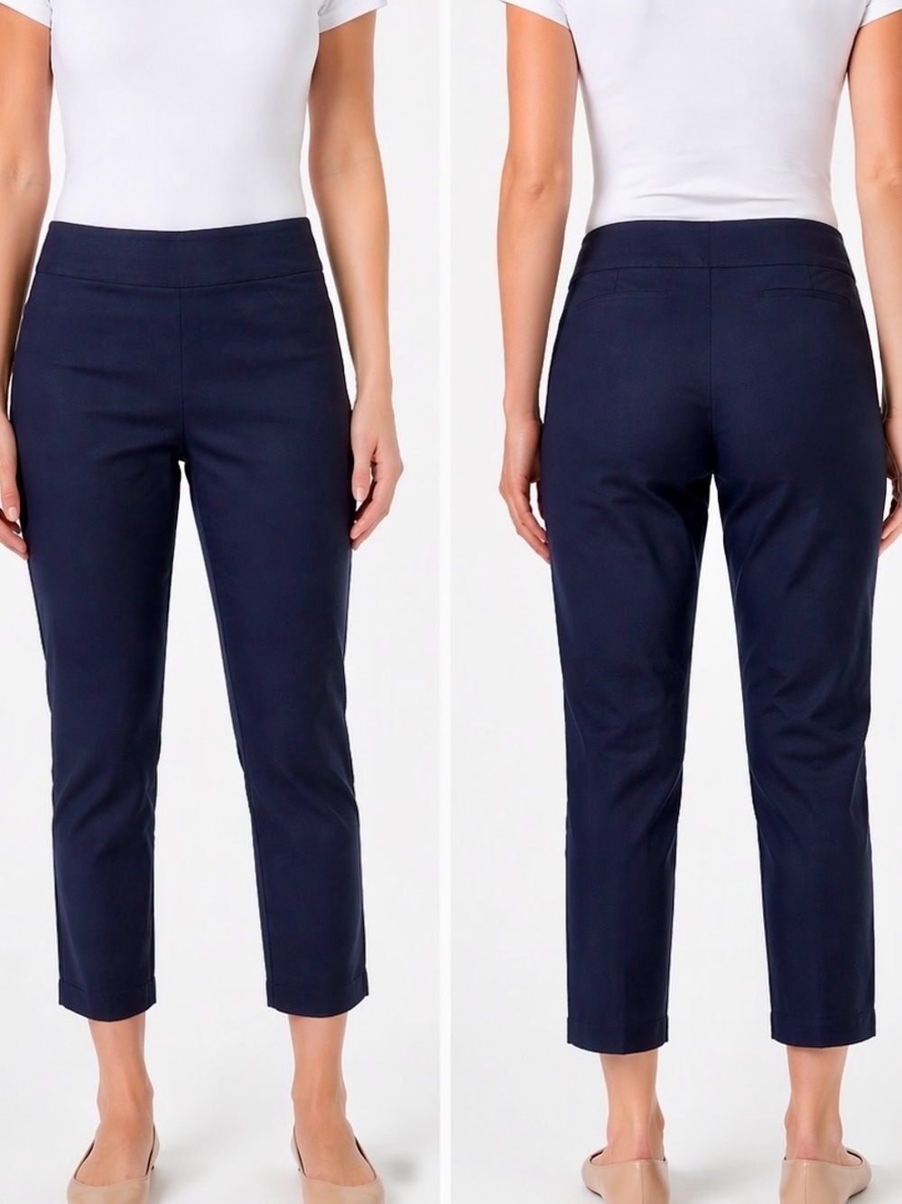 NIC+ZOE Wonderpants Stretch Navy Blue Pull-up Ankle Pants